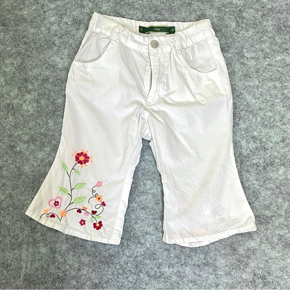 Oilily white embroidered cotton pants size 3-4y
